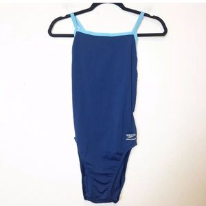 Speedo Blue Flyback Training One Piece Swim Suit